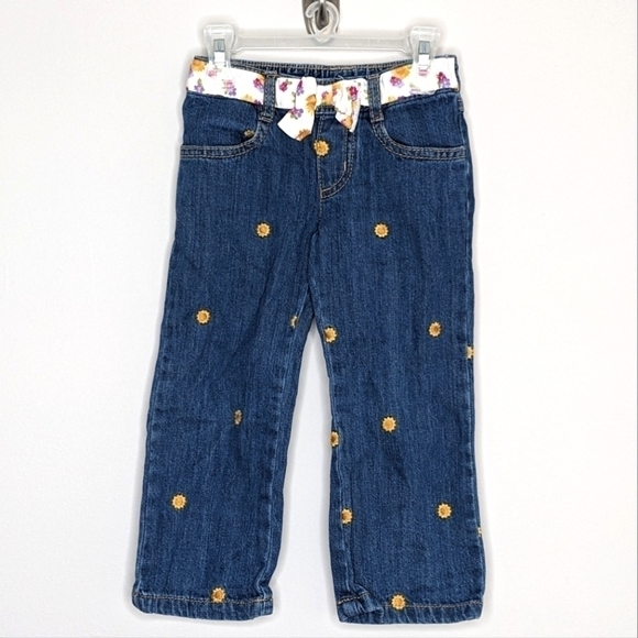 Gymboree Sunflower Embroidered Jeans Pants 2T - Picture 1 of 5